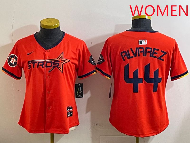 Women Houston Astros #44 Alvarez Orange Three generations Joint Name 2025 Nike MLB Jersey style 4125->women mlb jersey->Women Jersey